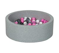 Velinda Piscine à balles pour Enfant, Aire de Jeu + 150 balles (Couleurs des balles: Blanc, Transparent, Rose Clair, Gris)