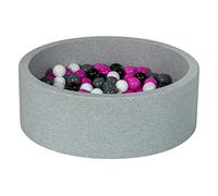 Velinda Piscine a balles pour Enfant, Aire de Jeu + 150 balles (Couleurs des balles: Noir, Blanc, Rose,Gris)