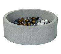 My Velinda Piscine à balles – Aire de jeu +150 balles (Noir, Blanc, Transparent, Or, Gris)