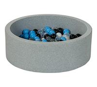 Velinda Piscine à balles pour Enfant, Aire de Jeu + 150 balles (Couleurs des balles: Noir, Blanc, Transparent, Gris, Bleu Clair)