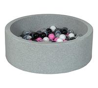 Velinda Piscine à balles pour Enfant, Aire de Jeu + 150 balles (Couleurs des balles: Noir, Blanc, Transparent, Rose Clair, Gris)