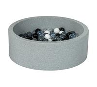 Velinda Piscine à balles pour Enfant, Aire de Jeu + 150 balles (Couleurs des balles: Noir, Blanc, Transparent, Gris)