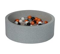 Velinda Piscine à balles pour Enfant, Aire de Jeu + 150 balles (Couleurs des balles: Noir, Blanc, Transparent, orange1)