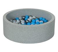 Velinda Piscine à balles pour Enfant, Aire de Jeu + 150 balles (Couleurs des balles: Perle, Argent, Bleu Clair)