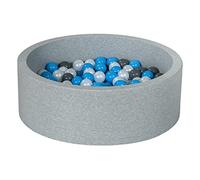 Velinda Piscine à balles pour Enfant, Aire de Jeu + 150 balles (Couleurs des balles: Perle, Gris, Bleu Clair)