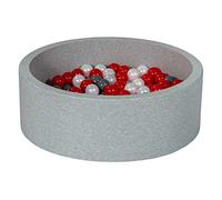 Velinda Piscine à balles pour Enfant, Aire de Jeu + 150 balles (Couleurs des balles: Perle, Rouge, Gris)