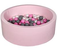 Velinda Piscine a balles pour Enfant, Aire de Jeu + 150 balles Rose (Couleurs des balles: Perle, Rose Clair, Gris)