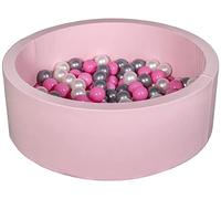 Velinda Piscine a balles pour Enfant, Aire de Jeu + 150 balles Rose (Couleurs des balles: Perle, Rose Clair, Argent)