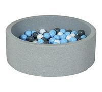 Velinda Piscine à balles pour Enfant, Aire de Jeu + 200 balles (Couleurs des balles: Blanc, Bleu Clair, Gris)