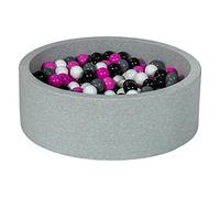 Velinda Piscine a balles pour Enfant, Aire de Jeu + 300 balles (Couleurs des balles: Noir, Blanc, Rose,Gris)
