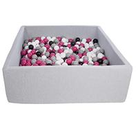 Velinda Piscine a balles pour Enfant, Dimensions:120x120 cm, Aire de Jeu + 600 balles (Couleurs des balles: Noir, Blanc, Rose,Gris)