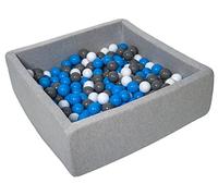 Velinda Piscine a balles pour Enfant, Dimensions: 90x90 cm, Aire de Jeu + 200 balles (Couleurs des balles: Blanc,Bleu,Gris)