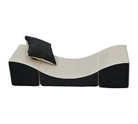 Velinda Pouf dépliant, Fauteuil 3 en 1: Pouf, Chaise Longue, Table pour Enfants (Couleur: Beige-Gris)