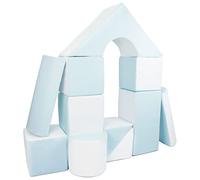 My Velinda – Set 11 blocs en mousse pour jeu, crèches et écoles maternelles – Blanc/Bleu (pastel)