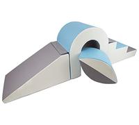 Velinda Set de Blocs en Mousse 4 éléments avec Petit Pont pour crèches et maternelles (Couleur: Blanc, Bleu Clair, Gris)