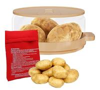 VELIRE Cuiseur à micro-ondes pour pommes de terre cuites au four avec sac de pommes de terre parfait pour micro-ondes - Cuisinez en quelques minutes - Passe au lave-vaisselle (20,3 cm) (transparent)