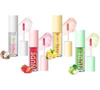 Veliria Pheromone Lip Gloss, Fruit Flavoured Pheromone-Infused Arousal Gloss - Veliria Lip Gloss Plumper Clear, Deeply Moisturizing Veleria Lip Gloss, Magic Color Changing Lip Oil for Women (4pcs)