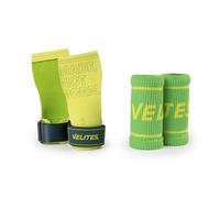Velites I Grips Quad Pro Citron Vert fluo + Poignets en Tissu avec Cadeau assorti I Empeignes Professionnels pour Cross Training ou Gymnastique I Convient à Toutes les Surfaces I Utilisation avec du