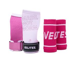 Velites I Quad Pro Manique de Musculation I Professionnel Cross Training ou Gymnastique I Convient à Toute Surface I S'utilise avec du magnésium I Comprend des Bandes Libres (Pink, Medium)