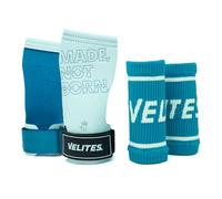 Velites Protège-Mains Quad Pro avec Magnésium pour Crossfit, Gym, Taille L, Bleu Clair