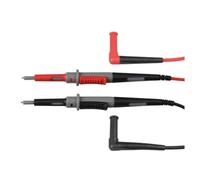 Velleman Câbles de mesure en pvc, ensemble, CAT IV, 10 A, 2 mm/4 mm, sonde de test droite en acier inoxydable, fiche banane coudée avec gaine isolée, longueur 100 cm, noir/rouge/gris