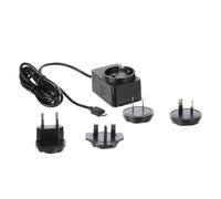 Velleman Chargeur Connexion Micro-USB, 4 adaptateurs de Voyage,pour l'Australie, l'europe, Le Royaume-Uni et Les États-Unis, 5 V 2,5 A, câble de 150 cm, Noir
