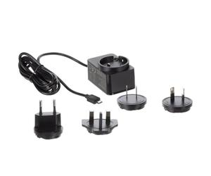 Velleman Chargeur Connexion Micro-USB, 4 adaptateurs de Voyage,pour l'Australie, l'europe, Le Royaume-Uni et Les États-Unis, 5 V 2,5 A, câble de 150 cm, Noir