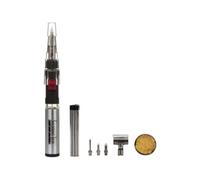 Velleman Coffret complet fer à souder au gaz butane pour professionnels, stylo portable avec allumage automatique, flamme réglable jusqu’à 500 °C, autonomie 90 min, avec accessoires et mallette