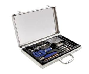 Velleman Coffret d'outils pour horlogers, 13 pièces, dans un étui en aluminium avec couvercle transparent, couleur métallique