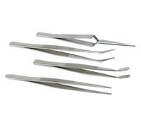 Velleman Ensemble complet de 4 pincettes, pour le travail de précision, de couleur argentée