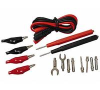 Velleman Ensemble de sondes de test universelles pour multimètre, 30 V, câble de 90 cm, pinces crocodile, dans une mallette de transport, rouge et noir