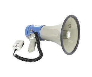 Velleman Mégaphone 25W avec sirène, Son sifflet, Micro détachable, réglage du Volume, Sangle, Design ABS Portable, portée 500m, Niveau sonore 92dB, Gris/Noir/Bleu