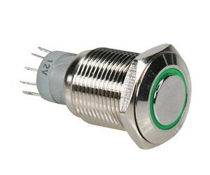 Velleman R1600g Spdt 1 NO 1 NC Bouton poussoir rond en métal Bague de Vert, multicolore