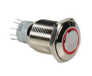 Velleman R1610r Spdt 1 NO 1 NC rond en métal Anneau Rouge Switch, Multicolore