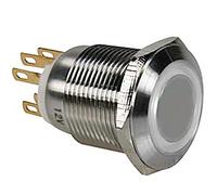 Velleman R1900 W en acier inoxydable Trou de fixation Push Button, Blanc, 19 mm
