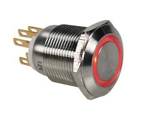 Velleman R1900r en acier inoxydable Trou de fixation Push Button, Rouge, 19 mm