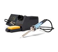 Velleman Station de soudage 48 W avec afficheur LCD et élément chauffant céramique, fer à souder precision, support, éponge, poste a souder etain, soudage électronique, température réglable 150-450 °C