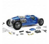 Velleman Voiture de Course rétro Bleue à Assembler avec Moteur V8 Transparent, Pistons en Mouvement, boîte 4 Vitesses avec Marche arrière, modèle éducatif STEM, 233 pièces, dès 10 Ans