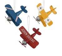 Vellichor Europe Lot de 3 décorations d'avion en métal vintage à suspendre pour chambre de garçon, maison, bureau ou bureau - Rouge vif, bleu, jaune - Pièces décoratives durables pour les amateurs