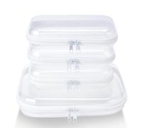 vellichor Lot de 4 étuis à fermeture éclair rigides et transparents empilables pour le rangement, les crayons, les toilettes, les voyages, les cosmétiques, les jouets (M + 3S)