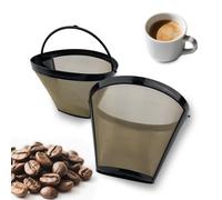 VELLUSTRA 2 PCS Filtre à Café Réutilisable Taille 4, Filtre a Cafe en Acier Inoxydable pour Faire du Café Manuel Filtre Café Permanent pour Goutter du Café Sans Papier, Parfait Pour 8 à 12 Tasses