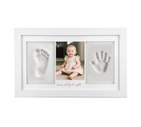 VELLUSTRA Cadre Empreintes Bébé, Kit Empreinte Pieds et Mains pour Cadeau Nouveau Né Naissance, Personnalisé Kit d'impression de Cadre Photo pour Bébé Parfait Cadeau de Douche