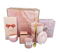 VELLUSTRA Tasse Coffret Cadeau, Mug en Céramique Rose 350ml et Des Cartes, Coffret Cadeau Dimensions 20,5 x 10 x 17 cm, Anniversaire Femme Coffret de Tasse, Cadeau pour Amie, Soeur, Fille, Maman