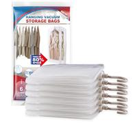 VELMADE Lot de 6 grands sacs de rangement sous vide à suspendre, économiseur d'espace, fermeture hermétique en plastique, transparent, 135,9 x 70,1 cm, parfaits pour les vêtements, les organiseurs de