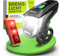 VELMIA Lumiere Velo Avant et arrière - Lampe Velo LED avec Batterie USB Rechargeable, 8,5h autonomie - Montage Facile sans Outils, étanche IPX4 - lumière Velo pour sécurité et Conduite de Nuit