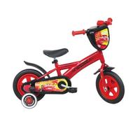 Disney Vélo 10'' Enfant Cars/MC Queen avec Plaque Avant décorative, Garde Boue, Carter, Roues bâtons & 2 stabilisateurs