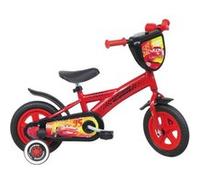 Vélo 10 enfant CARS de Disney avec plaque avant décorative, garde boues, carter, roues bâtons & 2 stabilisateurs Rouge