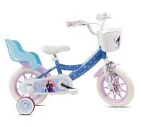 Vélo 12' Reine des Neiges/Frozen de Disney équipé de 1 Frein, Panier Avant, Porte poupée arrière, Garde boues, Carter et stabilisateurs !