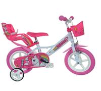 VÉLO 12 UNICORN ROSE ET BLANC POUR LES FILLES DE 3 ANS ET HAUTEUR DE 80 À 100 CM