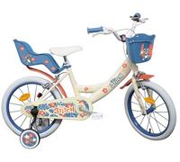 Vélo enfant 16'' STITCH / DISNEY (Taille de l'enfant 100 cm à 125 cm) équipé de 2 freins, panier, porte poupée et stabilisateurs